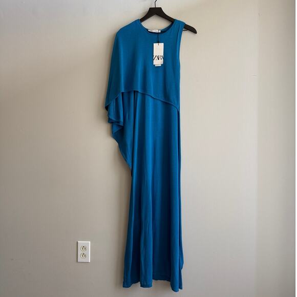 ZARA Limited Edition Cape Knit Maxi Dress in Blue - Picture 4 of 6